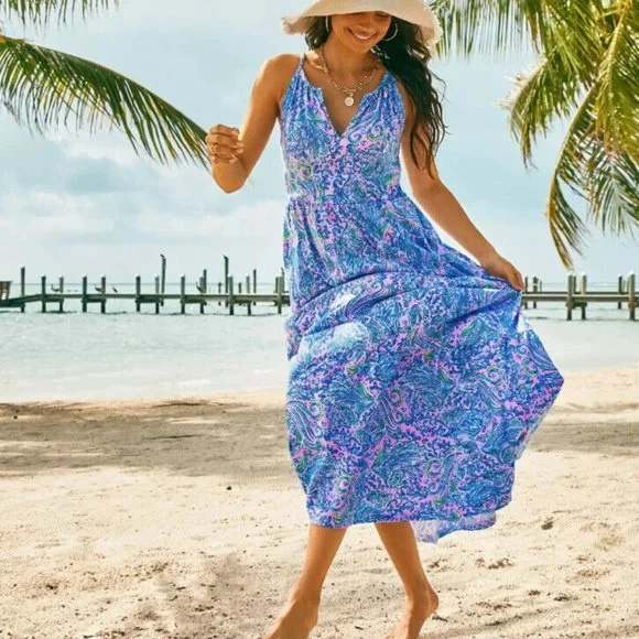 maxi dress for women maternity Sleeveless Floral Maternity Maxi Dress-Smallshow SVP121 / Medium